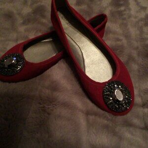 isola shoes red suede flat size 6